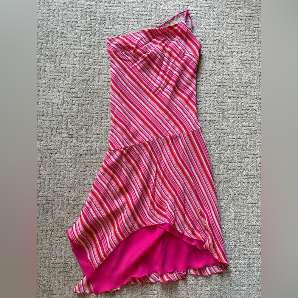 Express Striped Asymmetrical Silk Dress (2)